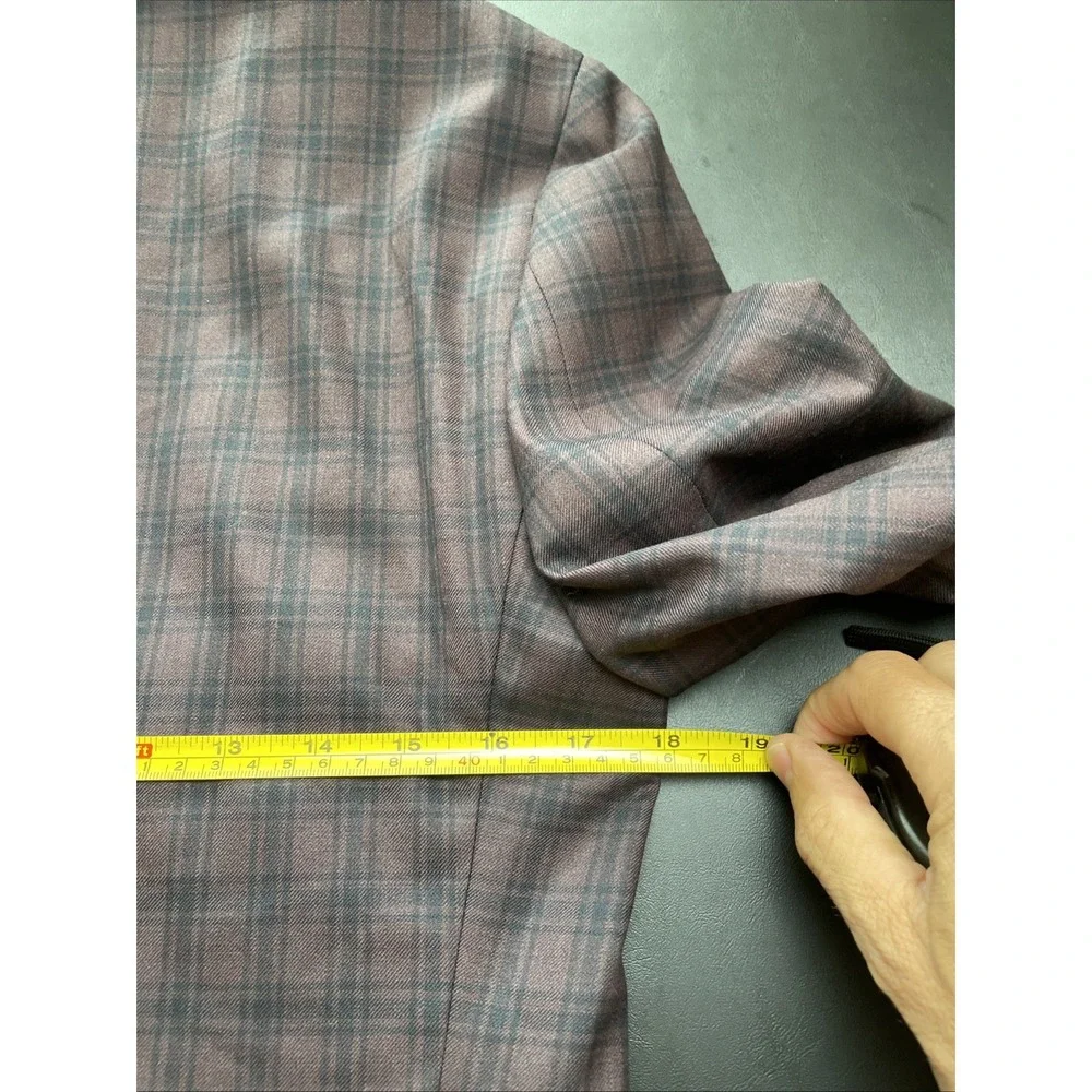 Bonobos Slim Fit 36R Plum Black Plaid Wool Blend Blazer Pockets sown!